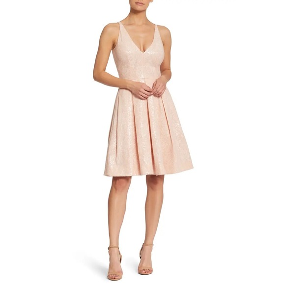 Dress the Population Dresses & Skirts - Dress the Population fit and flare cocktail party dress pink shiny XXL